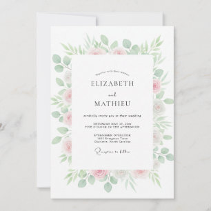 Pale Pink Foliage Eucalyptus Wedding Invitation