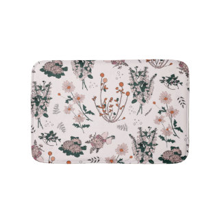 Pale pink french floral bath mat