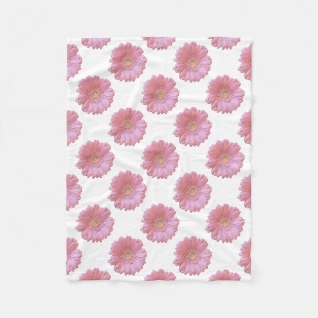 Pale pink gerbera daisy fleece blanket (Front)