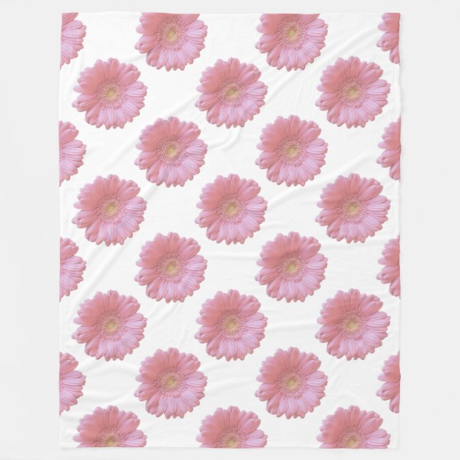 Pale pink gerbera daisy fleece blanket (Front)