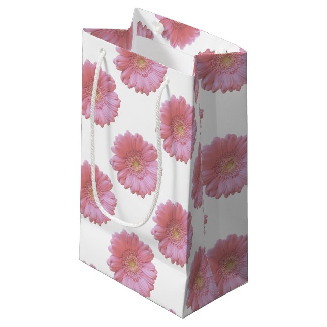 Pale pink gerbera daisy small gift bag (Front Angled)
