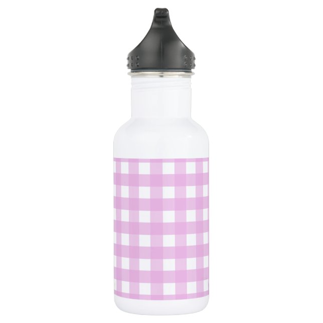 Pale pink gingham 532 ml water bottle (Right)