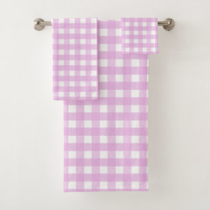 Pale pink gingham bath towel set