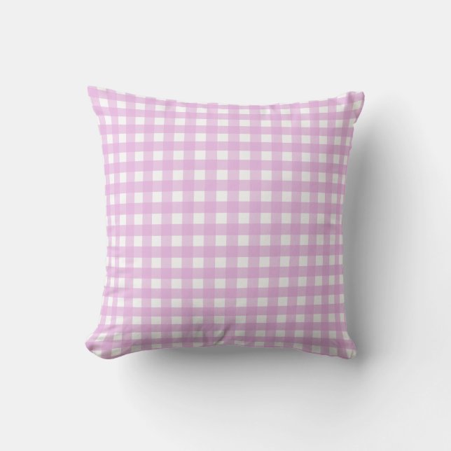 Pale pink gingham cushion (Front)