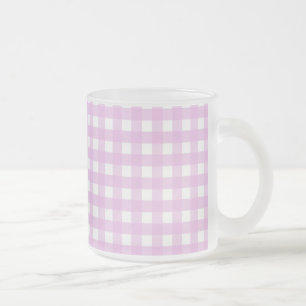 Pale pink gingham frosted glass coffee mug