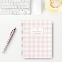 Pale Pink Gingham Grandmillennial  Monogram Name N