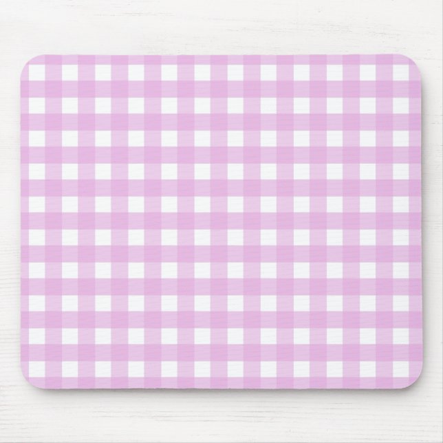 Pale pink gingham mouse mat (Front)