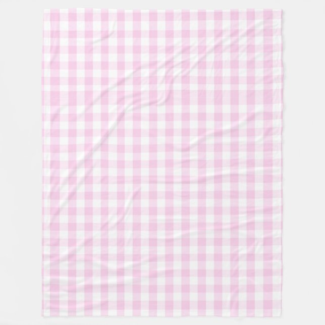 pale pink gingham white trendy girly cute country fleece blanket (Front)