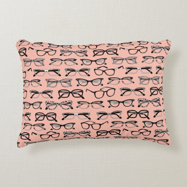 Pale Pink Glasses, Eyeglasses, Eyewear Decorative Cushion (Front)