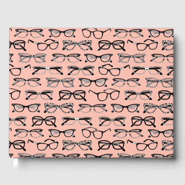 Pale Pink Glasses, Eyeglasses, Eyewear Guest Book (Front)