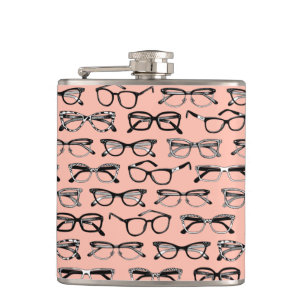Pale Pink Glasses, Eyeglasses, Eyewear Hip Flask