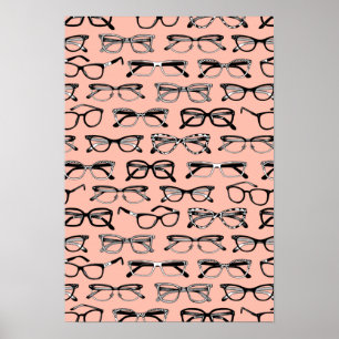 Pale Pink Glasses, Eyeglasses, Eyewear Poster