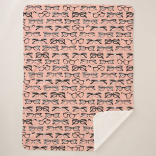 Pale Pink Glasses, Eyeglasses, Eyewear Sherpa Blanket