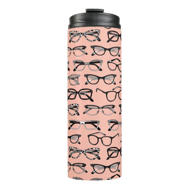 Pale Pink Glasses, Eyeglasses, Eyewear Thermal Tumbler (Front)