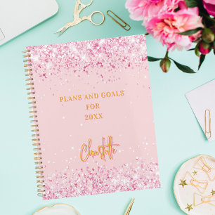 Pale pink gold name script 2027 planner