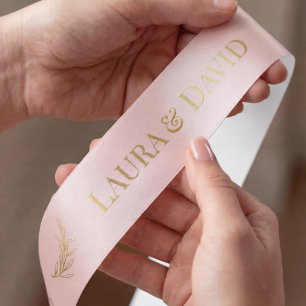 Pale Pink Gold Personalized Wedding Gift Ribbon Satin Ribbon