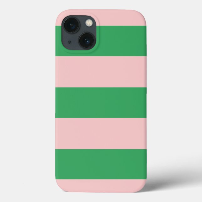 Pale Pink & Green Stripes Case-Mate iPhone Case (Back)
