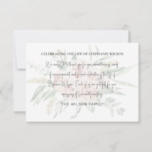 Pale Pink & Grey Funeral Bereavement Modern Font T Thank You Card