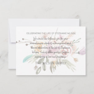 Pale Pink & Grey Funeral Bereavement Thank You