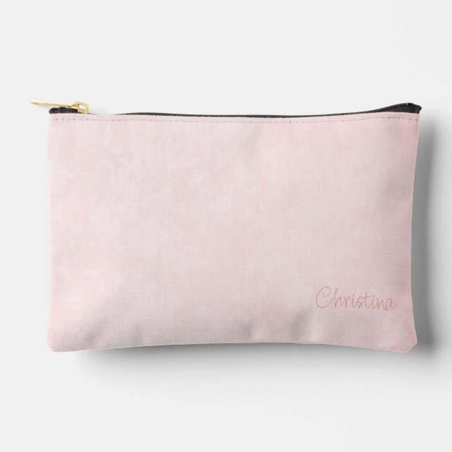Pale Pink Grunge with Name Accessory Pouch (Front)