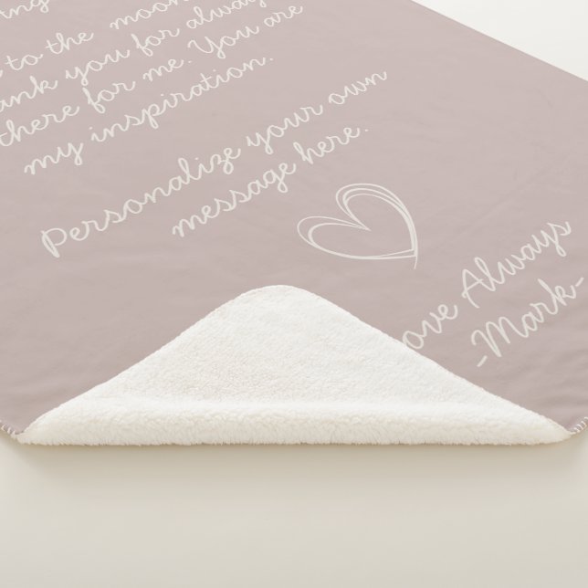 Pale Pink Handwritten Love Letter or Message      Sherpa Blanket (3/4)