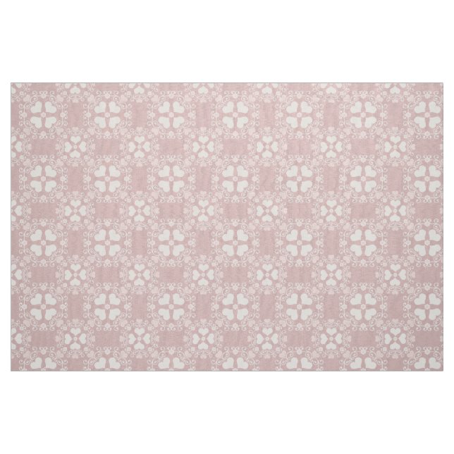 Pale Pink Heart Damask Pattern Fabric (Fat Quarter)