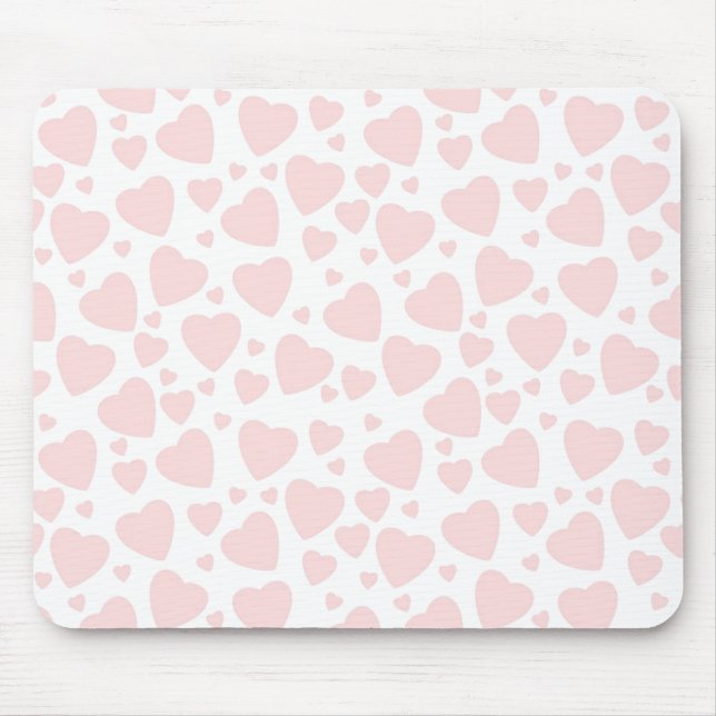 Pale Pink Hearts Mouse Mat (Front)