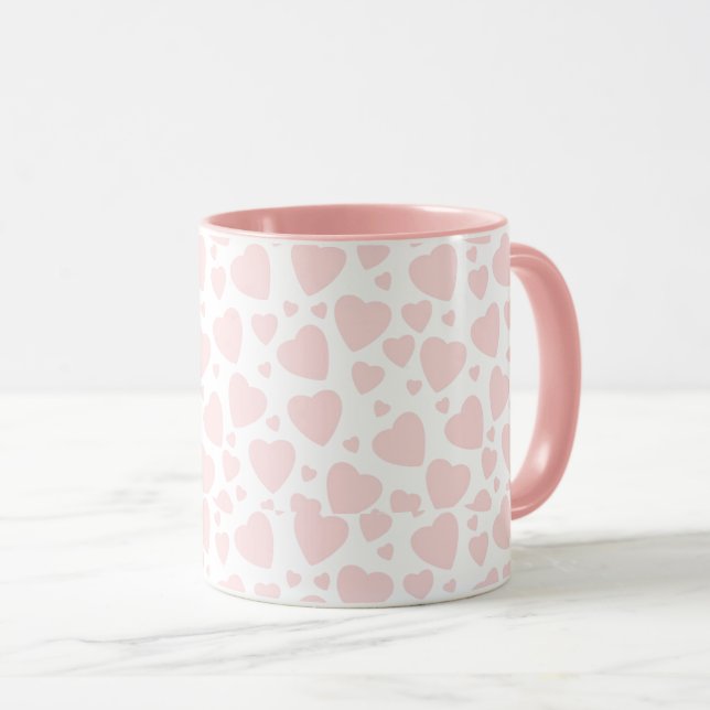 Pale Pink Hearts Mug (Front Right)