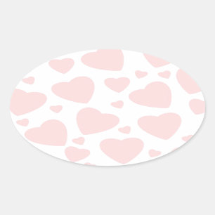 Pale Pink Hearts Oval Sticker