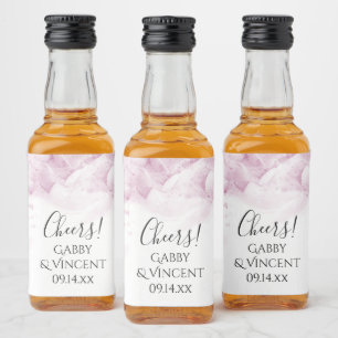 Pale Pink Hydrangea Flowers Watercolor Wedding Liquor Bottle Label