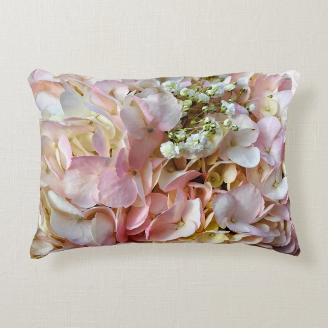 Pale Pink Hydrangea With Baby Breath Decorative Cushion (Front)