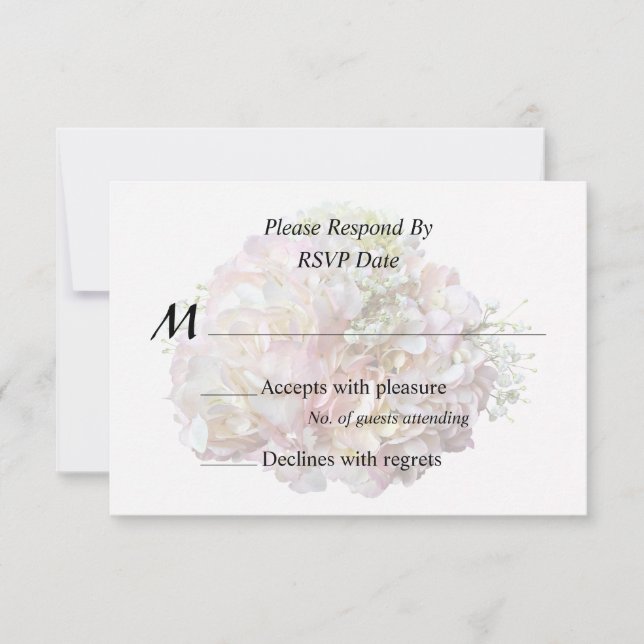 Pale Pink Hydrangea With Baby Breath RSVP Card (Front)