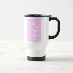 Pale Pink Keep Calm and Carry On Travel Mug