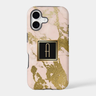 Pale Pink Marble Gold Monogram