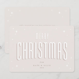 Pale Pink Merry Christmas Retro Stars Flat Holiday Card