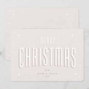 Pale Pink Merry Christmas Retro Stars Flat Holiday Card
