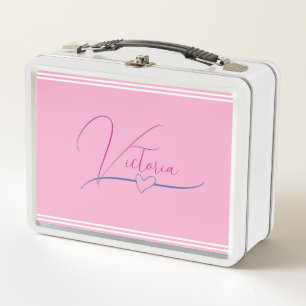 Pale Pink Metal Lunch Box
