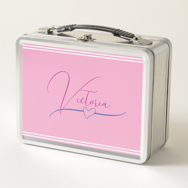 Pale Pink Metal Lunch Box (Front)