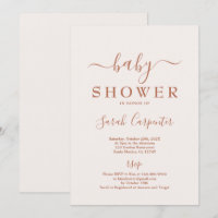 Pale Pink Minimal Boho Baby Shower Invitation