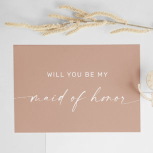 Pale Pink Minimalist Modern Maid of Honour Proposa Postcard