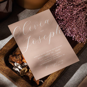 Pale pink minimalist script photo wedding QR code Invitation