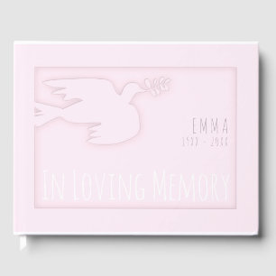 Pale Pink Modern Dove  Baby Celebration Guest Book