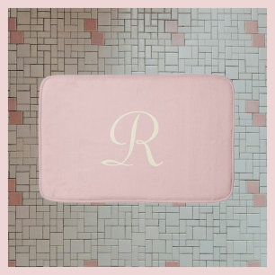 Pale Pink Monogrammed Plush Bath Mat