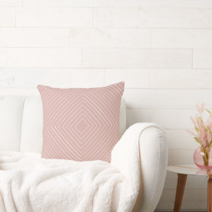 Pale Pink Nested Thin White Squares Tribal Cushion