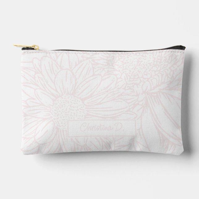 Pale Pink on White Chrysanthemums with Photo Accessory Pouch (Front)