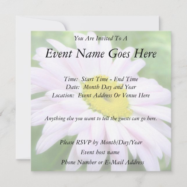 Pale Pink Painted Daisy Invitation (Front)