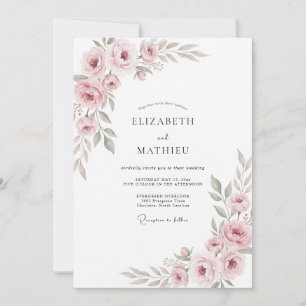 Pale Pink Painted Wedding Invitation
