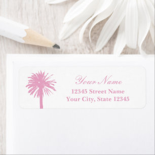 Pale pink palm tree logo address labels