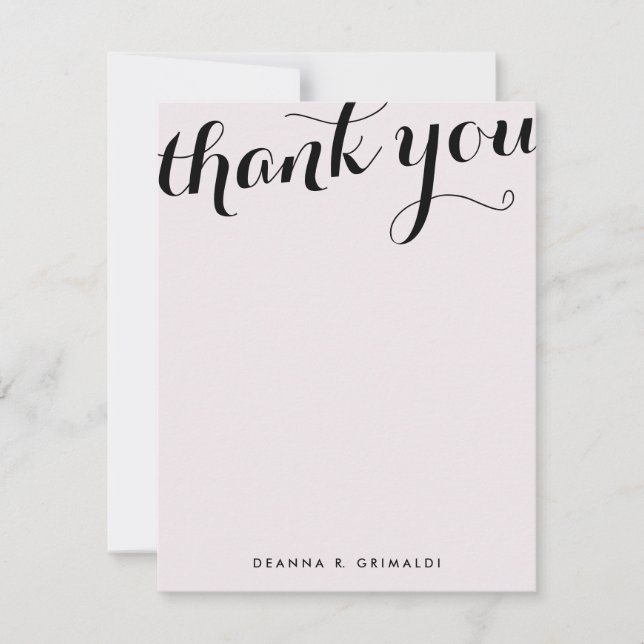 Pale Pink Parisienne Chic Flat Thank You Note Card (Front)
