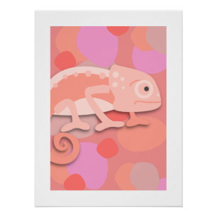 Pale Pink & Peach Chameleon  Poster